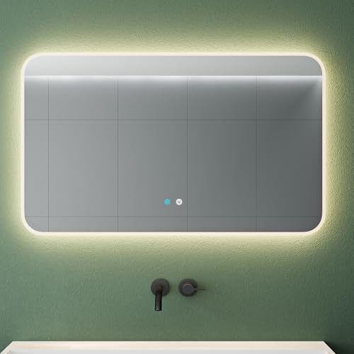 Mai & Mai Specchio da Bagno Appeso, Specchio a LED da Parete 100x60cm | Specchio per Il Trucco Personalizzato, Anti-Appannamento, Nova-02