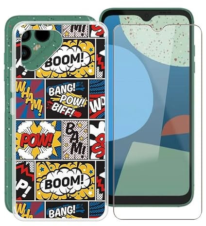 HGJTF Hülle für Fairphone 4 (6.3) mit Gehärtetem Glas Schutzfolie, Ultra Dünn Stoßfest Handyhülle Silikon Case Kratzfest Weiche TPU Tasche für Fairphone 4 - Ausrufezeichen