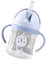 Tasse à Bec en Paille Lestée de 250 Ml Motif Animal Anti fuite Poignée pour bébé Rabat Enfants Bleu-Tasse À