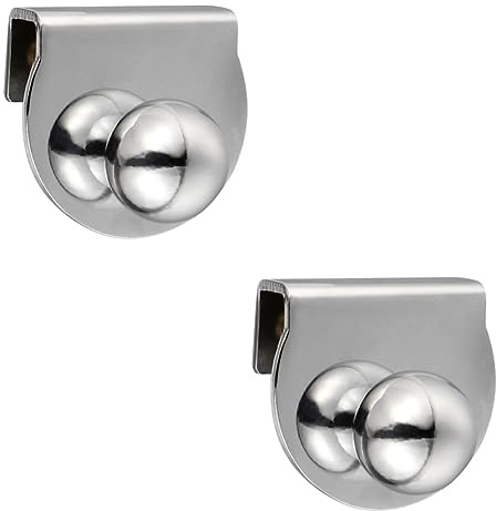 Housoutil 2pcs Glass Door Handle Easy Install Non-Punched Door Knob for Bathroom Pull Handle Brushed Chrome Finish