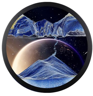 Bewegtes Sandbild 3D, Sandbilder zum Drehen,Bewegliche Sandkunst Bild Rund Glas Tiefsee Sandbild In Bewegung Display Fließender Sand Rahmen, Wand Deko Wohnzimmer Schlafzimmer(Size:13.8inch,Color:C)