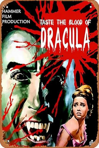 Vintage-Metallschild aus Aluminium Taste the Blood of Dracula, Film- und Fernsehposter, Wanddekoration für Bar, Geschäft, Garage, Kaffee, Geschäft, Zuhause, 20,3 x 30,5 cm