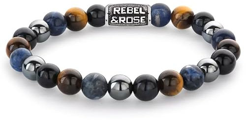 Rebel & Rose Herren-Armband Blue Rain Vintage 8 mm RR-80100-V-L 19 cm