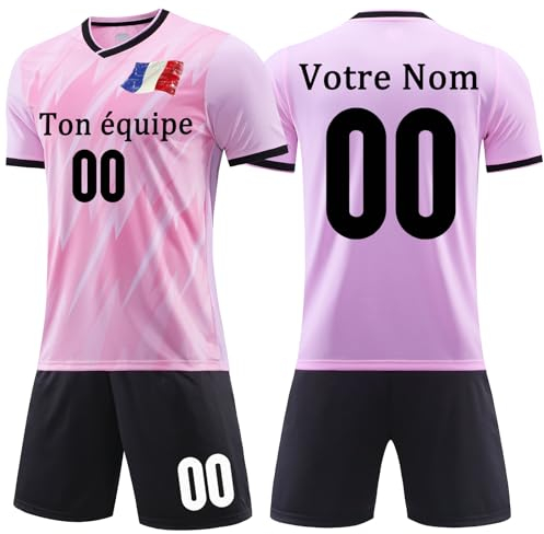 Maillot de Foot avec Prenom Enfant Personnalisé Tshirt Foot Personnalisé avec Le Logo de L'Équipe de Numéro de Nom