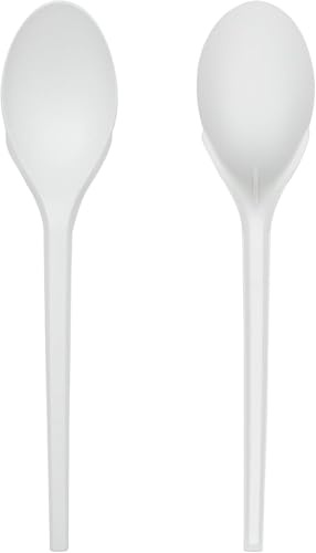 Ferrari Bio | Cucchiai in CPLA, 165 Mm, Posate Compostabili, Confezione da 100 Pezzi, Cucchiai Ecologici Ideali per Ristorazione e Catering