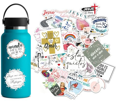 Aufkleber mit spanischem Bibelvers, inspirierende christliche Aufkleber, Jesus-Aufkleber, Bibeljournaling-Zubehör, ästhetischer Glaube, christliche Aufkleber für Wasserflaschen, religiöse, christliche