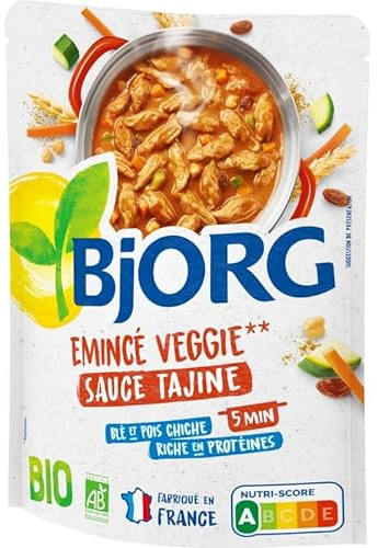 Générique Bjorg Emincé Veggie Sauce Tajine Bio 250g - Savourez une Recette Diététique & Gourmande Sans Viande - Idéal pour un Repas Sain! - Le Lot De 3