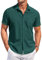 COOFANDY Mens Shirts Short Sleeve Regular Fit Smart Casual Shirts Mens Beach Shirts Summer Shirts Green M