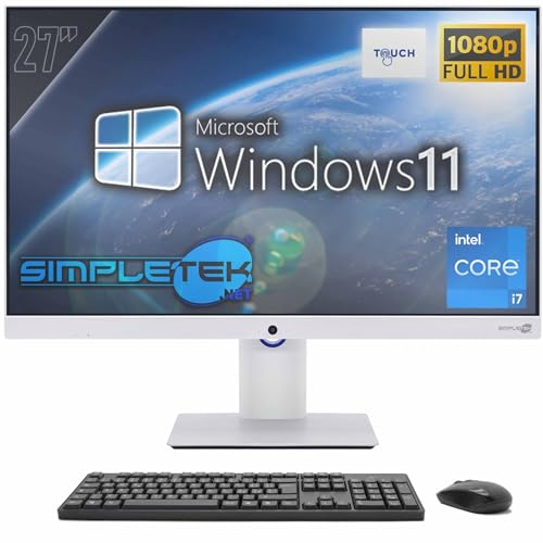 SIMPLETEK - All in One Computer Touch 27 FHD Core i7 3.8GHz | Windows 11 Pro 8GB RAM - SSD 240GB | Touchscreen PC Aio Webcam integrata
