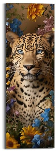 REINDERS Wandbild, Panther Flowers, Teenager Zimmer, Bilder, Wanddeko, Room Decor, MDF, Mehrfarbig, 90 x 30