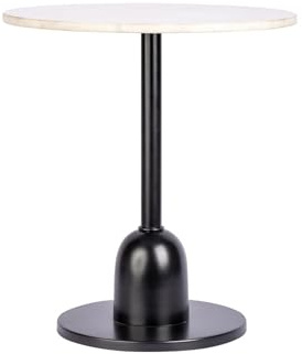 Qiyano Beistelltisch rund mit schmalem Fuß aus Eisen und Marmor Industrial Style modern urban glänzend Dekoration Wohnzimmer Schlafzimmer Flur Nachttisch Höhe: 48 cm Farbe: Weiß