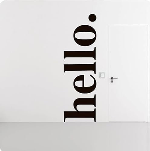 Wandaufkleber mit Zitaten „Hello“, Kunst, für Zimmer, Schlafzimmer, Dekoration, Wandbild, Wandtattoo, Raumdekoration, Wandaufkleber, Tapete, Schwarz, 30 x 100 cm