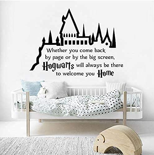 WANGSHUAIS Adesivo da parete Castello in Bianco e nero Adesivo da parete in vinile impermeabile di Hogwarts Welcome Home77 x 35 cm