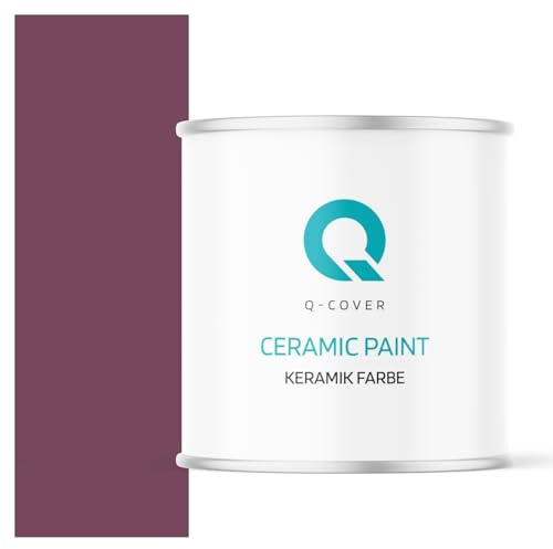 Q-COVER Keramik Farbe 2L (ca.14m²) Pflaume Wandfarbe Innenfarbe Abwaschbar Klasse 1 Mattfarbe Deckenfarbe Scheuerfest Küche Bad Treppen Ceramic Hohe Deckkfraft