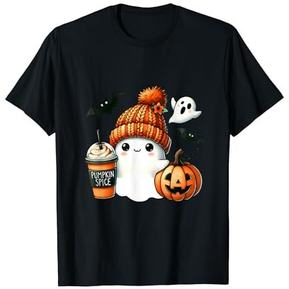 Süßer Geist Kaffee Mütze Cartoon Halloween Gruselige Geister T-Shirt