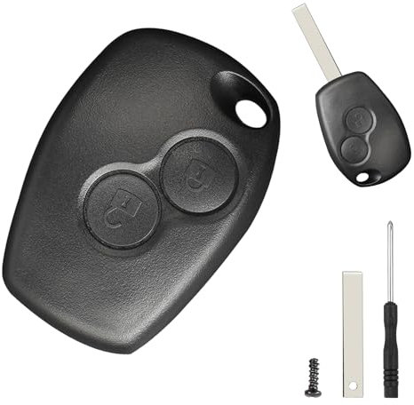 Schlüsselgehäuse mit 2 Tasten, Gehäuse der Fernbedienung, Kompatibel mit Renault Dacia Duster Twingo Clio Kangoo Trafic Modus Master, Inklusive Abnehmbarem Schlüssel und Schraubendreher