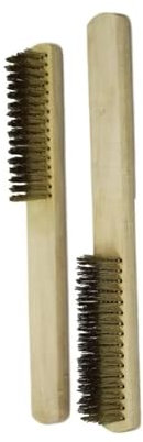 PNJB Wooden Handle Copper Wire Cleaning Brush, Hand Wire Brush Set, Copper Brush for Metal, Rust Removal Brush File,(2PCS)