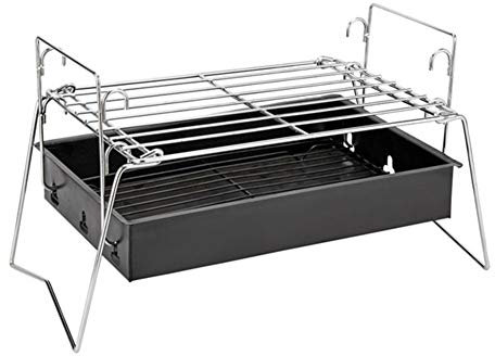 BBQ-Grill, tragbarer, zusammenklappbarer Grill, Holzkohlegrill, Mini-BBQ-Grill, Outdoor-Grill für 3–5 Personen für Garten, Picknick, Camping (34 x 23 x 7 cm)
