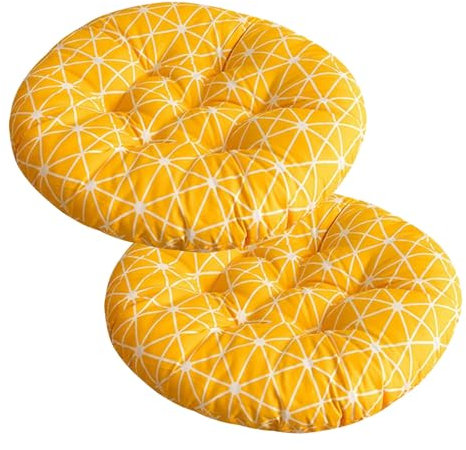 Aliuciku Sitzkissen 2er Set, Runde Stuhlpolster Stuhlkissen für Garten Terrasse Küche Büro(A-14,38x38cm)