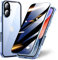 TOPF&B Case for iPhone 16 Privacy Magnetic Cover,360 Degree Full Cover Built-in Privacy Screen Protector and Camera Protector,Metal Bumper Case for iPhone 16,Blue