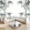 Papier Peint Peinture À L'Encre De Bambou Vert 3D Panoramique Murale Salon 300x210 cm Papier Peint intissé pour Chambre Salon Personnalisé Décoration Murale