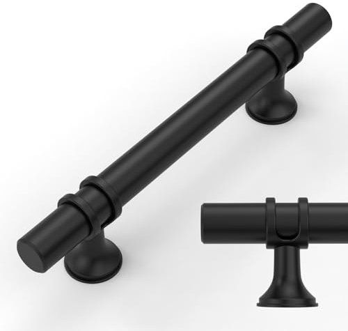 Amerdeco 10 Stück Möbelgriffe Schwarz– 96mm Lochabstand, Schrankgriffe, Küchengriffe, Schubladengriffe für Küchenschränke & Kleiderschränke UK0003