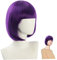 Peluca bob púrpura | peluca púrpura corta peluca recta morada oscura con flequillo ajustable transpirable aspecto natural de aspecto resistente al calor peluca sintética para halloween, fiesta, cospl