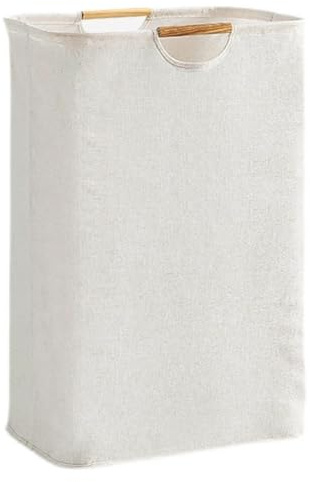 Yolistar Wäschekorb 40x30x60 cm - 60L Faltbarer Wäschesammler aus Baumwolle & Leinen, Hoher & Schmaler Wäschekorb mit Deckel für Bad & Schlafzimmer (Beige)