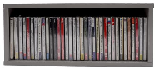 MayRecords CD Storage Rack Stackable CD Display Rack Container Holds 35 CDs For Media Shelf Storage And Organization (Grey)