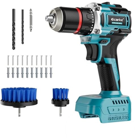 Ecarke Perceuse Visseuse sans Fil - Compatible Batteries Ma-kita 18V, 50 Nm, Vitesse Variable 500-2000 tr/min, 2 Vitesses Réglables pour Percer/Visser (sans Batterie ni Chargeur)