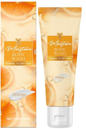 Orange Body Set de gel douche hydratant ultime + formule luxueuse riche et moussante, ensemble de douche végétalien, coffret cadeau de bain pour femme avec bâtonnets applicateurs de 100 ml, taille S