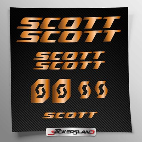 Stickersland® Aufkleber-Set kompatibel mit Rahmen Scott MTB Mountainbike und Helm | Decals Aufkleber für Fahrrad Schriftzug Logos | Stickersland® (Kupfer / Bronze glänzend metallisiert)