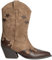 Stivali Donna Western Corina M4790 camperos Bicolore Beige e Marrone Altezza Meta' Polpaccio Tacco texano 6 cm con Zip (39 EU)