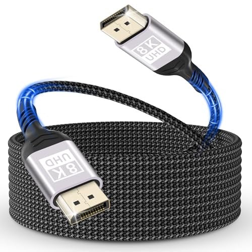 lalasis DisplayPort Kabel 1.4 5M,DP To DP Kabel Nylon Geflecht Unterstützung 8K@60HZ,4K@144HZ/120HZ,2K@240HZ G-Sync&FreeSync/HDR10/HDCP 2.2/32,4 Gbit/sDisplayPort kabel für Gaming Monitor Grafikkarte