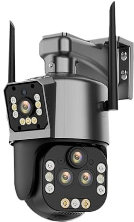 Security Camera Outdoor, 8K 16MP HD PTZ Camera 20X Zoom Four Lens 100M Infrared Outdoor 4K Dual Screen Motion Detection Security Camera Surveillance Home Security WiFi Camera with Pan-Tilt View(4K 8MP
