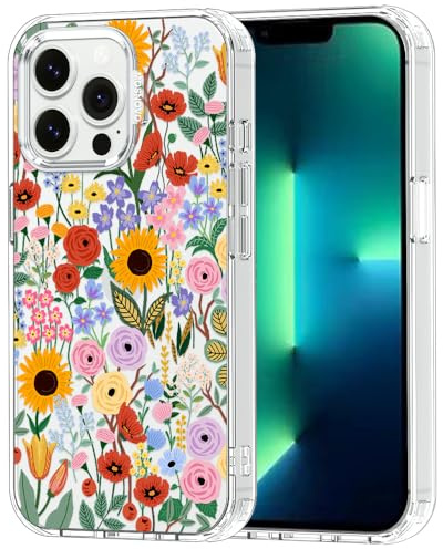 MOSNOVO Case for iPhone 13 Pro, [Buffertech 6.6ft Military-Grade Drop Protection] [Anti Peel Off Tech] Clear TPU Bumper Phone Case Cover Design - Blossom & Bloom