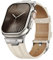 Suitisbest Genuine Leather Band Compatible for Apple Watch Ultra 2 Straps 49mm 46mm 45mm 44mm 42mm, Rugged Metal Connector Strap for Women Men iWatch SE Ultra 10 9 8 7 6 5 4 3 2 1, Beige