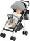 Poussette canne compacte Ingenious,avec position allongée,de la naissance à 4 ans (Jusqu’à 25 kg), 47 * 72 * 97cm, canapé, avec moustiquaire, porte-gobelet, GRIS