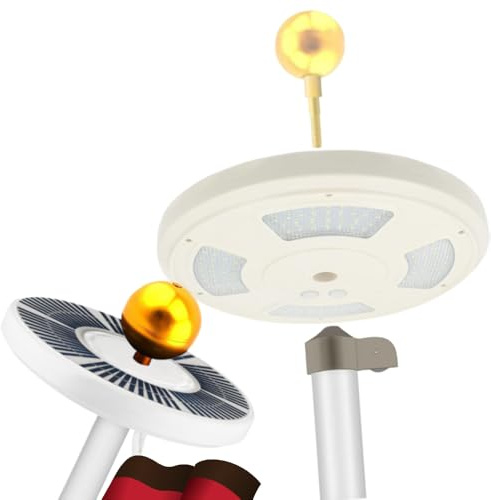 WRQIOO Solar Fahnenmast Licht Mit 128 LED und Gold Aluminium Kugel Spitze, Wetterbeständiges Flaggenmast Beleuchtung Mit 2 Helligkeitsmodi für Camping und Garten
