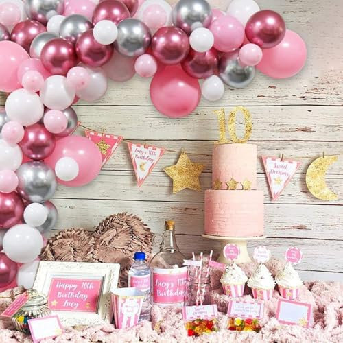 Electric Balloon Pump Portable Dual Nozzle Electric Air Pump High Power Inflator Blower Pump for Party, Wedding, Birthday Activities and Decoration (600W) UK PLUG (Pink & Silver Arch Set + Pump)