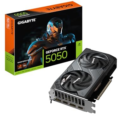 GIGABYTE GeForce RTX 5050 WINDFORCE OC 8G Carte Graphique 8 Go 128 Bits GDDR6, PCIe 5.0, système de Refroidissement WINDFORCE, GV-N5050WF2OC-8GD Carte vidéo
