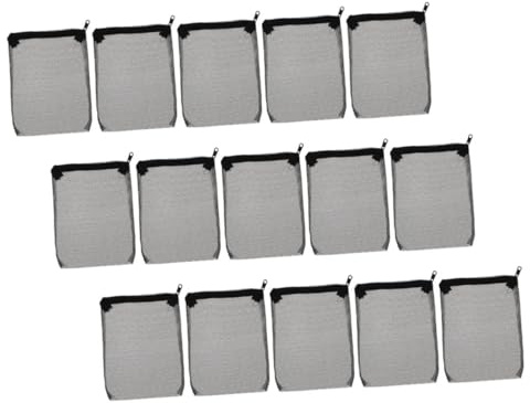 WOONEKY 15pcs Fish Tank Filter Media Bags with Zipper Polyester Mesh Net Pouches for Aquarium Filtration Compatible with Activated Zeolite Peat and Aquarium Soil Safe for Fish and Improved