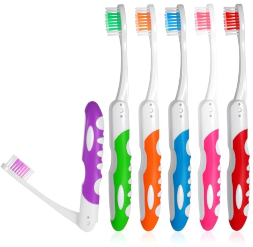 6 Stück Reise Zahnbürste, Reisezahnbürste Klappbar Set Mit Weichen Nylonborsten, Tragbare Travel Toothbrush, Faltbare Reisezahnbürste für Erwachsene für Reisen Camping