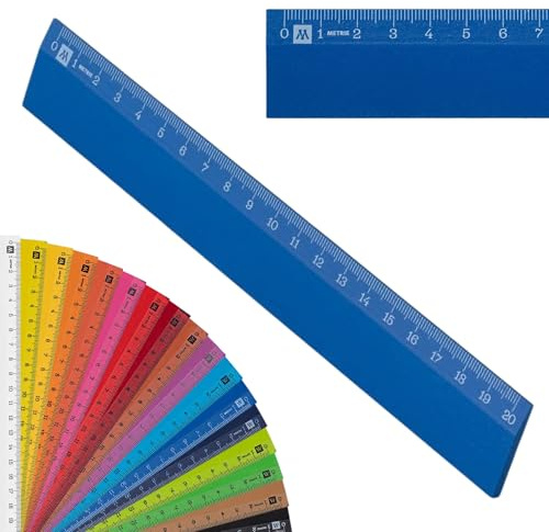 Metrie™ Lineal 20 cm – Holzlineal | Blau | Klein & Handlich | Für Grundschule, Schule & Büro, Zeichnen, Handwerker, DIY | Hergestellt In Der EU | 1 Stück | SCHOLAR
