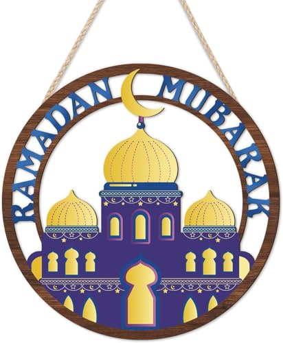 HPNIUB Ramadan Mubarak Moschee Mond Rund Tuerschild Islamisch Wandbild