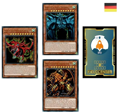 Yu-Gi-Oh! Ägyptisches Götterkarten-Set/Egyptian Gods Set - 3 Karten - Ultra Rare - Deutsch - Unlimited - LDK2 - Yugioh - mit RC-Fieldcenter