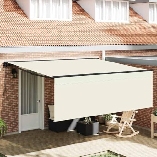 Motorisierte Markise für den Außenbereich, mit UV-beständigem Polyestergewebe und Aluminiumrahmen, inklusive Ersatzstoff und zusätzlicher Jalousie für Balkon, Garten oder Terrasse