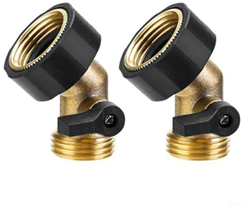 Honseadek Valvola di chiusura per tubo flessibile in ottone resistente, gomito da giardino a 45 gradi, con joystick, controllo del flusso d'acqua, raccordo antiruggine per camper (25,3 mm)