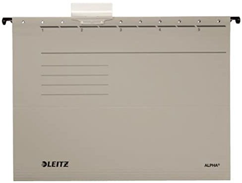 Leitz 19853085 Hängemappe Alpha, Colorspankarton, 5 Stück, grau