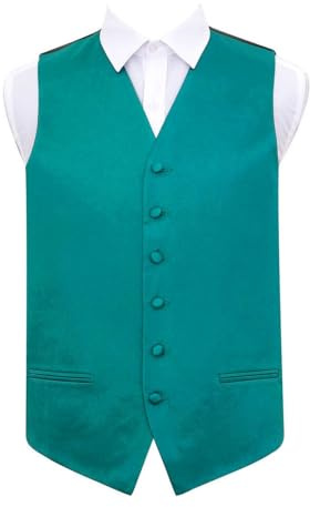 DQT Mens Plain Glossy Satin Classic Waistcoat - Wedding, Business & Formal Suit Vest